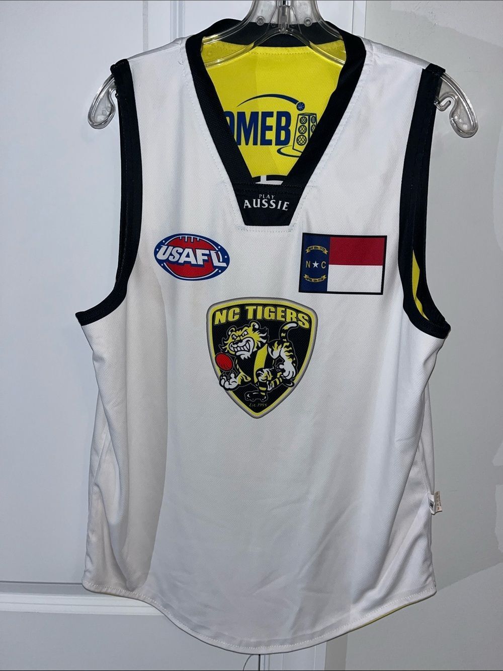 Reverse North Carolina NC Tigers USAFL Aussie Australian Rules football Jersey